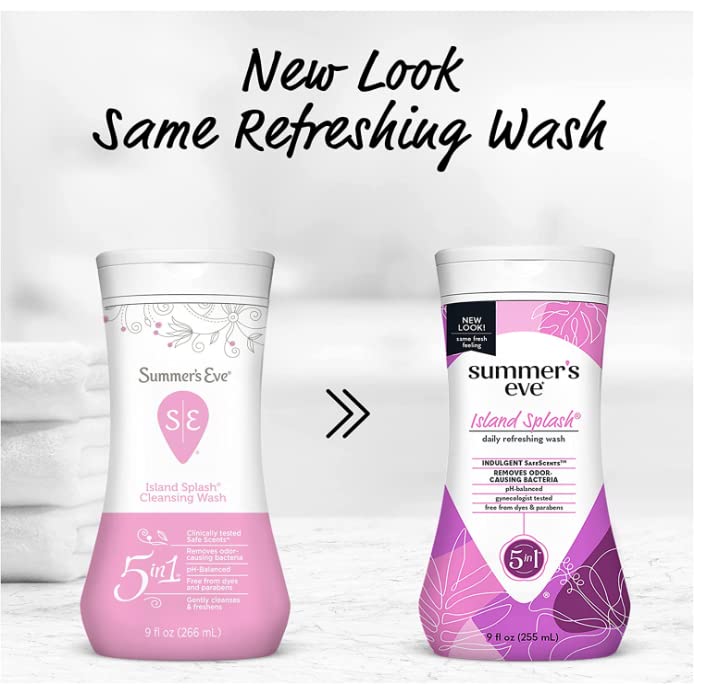 Summer's Eve Island Splash Refreshing Daily Feminine Wash, Removes Odor, pH balanced, 9 fl oz. (Pack of 2)